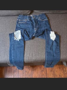 Good American Dark Blue Slim Ripped Jeans